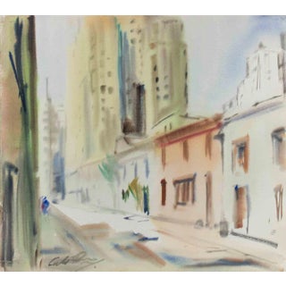 Carlo Ravagnan, View of New York, Watercolor, 1970s For Sale