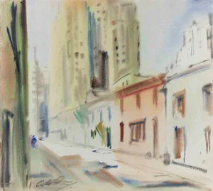 Carlo Ravagnan, View of New York, Watercolor, 1970s