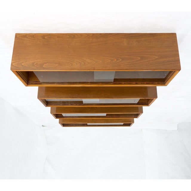 Mid-Century Modern Sliding Glass Doors 4 Bays Stacking or Hanging Bookcase For Sale - Image 17 of 17