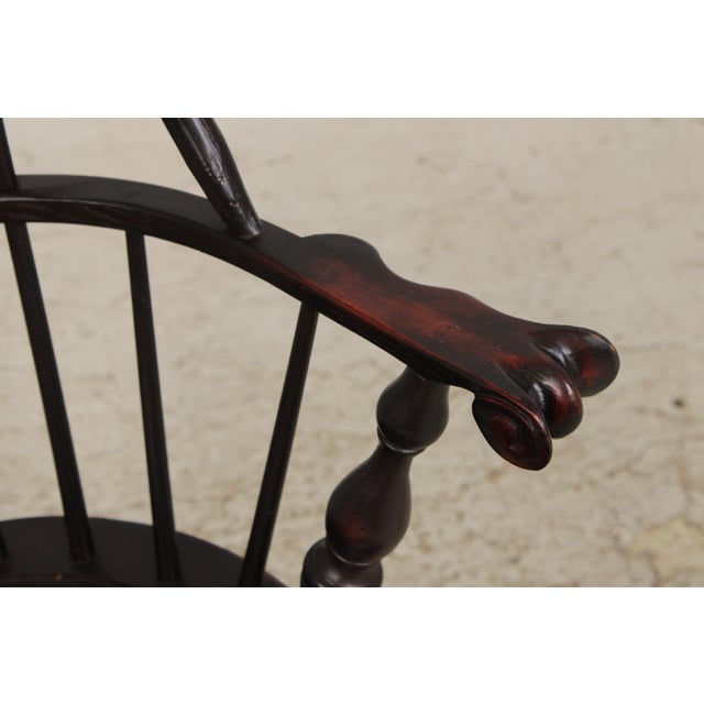 Brown Bench Made Bow Back Painted Finish Windsor Chair For Sale - Image 8 of 16