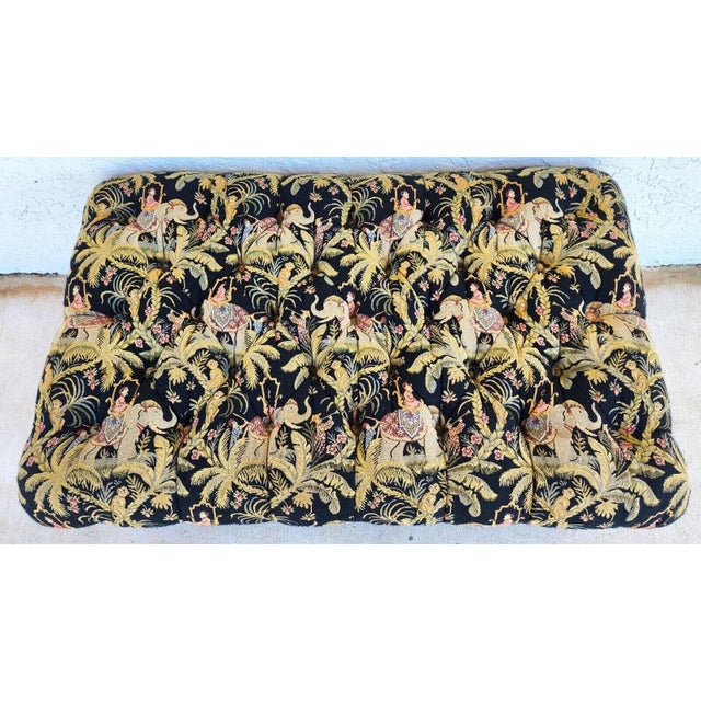 Oversized Ottoman Table Tufted Rolling Elephants Monkeys For Sale - Image 9 of 11