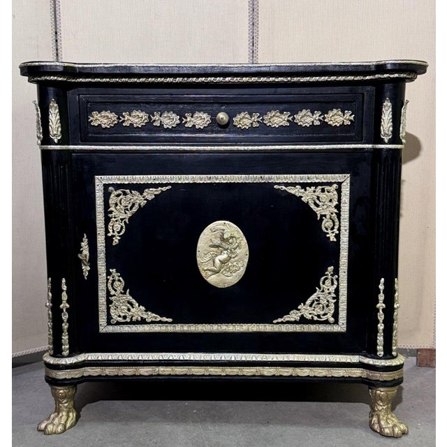 1920s Napoleon III Boulle Lacquered Wood Cupboard, 1920s For Sale - Image 5 of 6