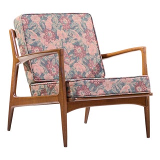 Kofod Larsen for Selig Mid Century Danish Walnut Lounge Chair For Sale