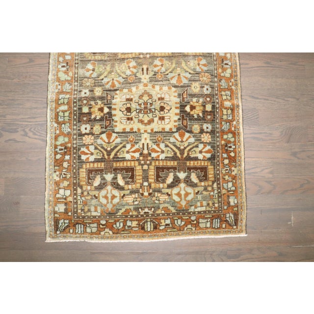 Brown Persian Sarouk Mini Rug no. j4154 For Sale - Image 4 of 4