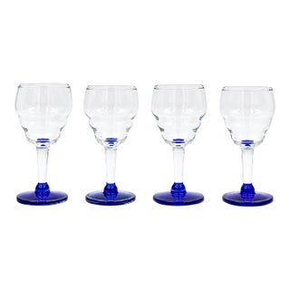 Vintage Set 4 El Morocco Nightclub New York Nyc Cobalt Cocktail Cordial Glasses For Sale