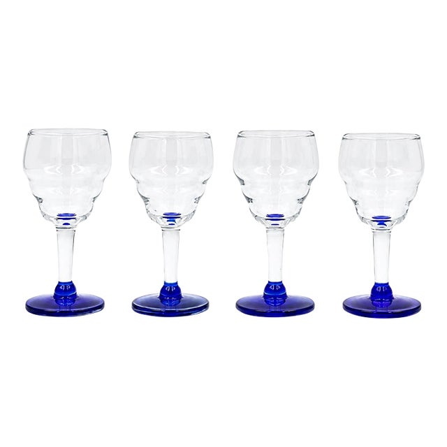 Vintage Set 4 El Morocco Nightclub New York Nyc Cobalt Cocktail Cordial Glasses For Sale