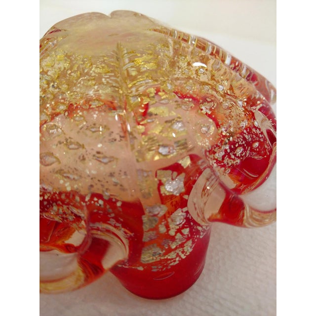 Murano Art Glass Bowl, Red & Gold Leaf, Vintage Chairish
