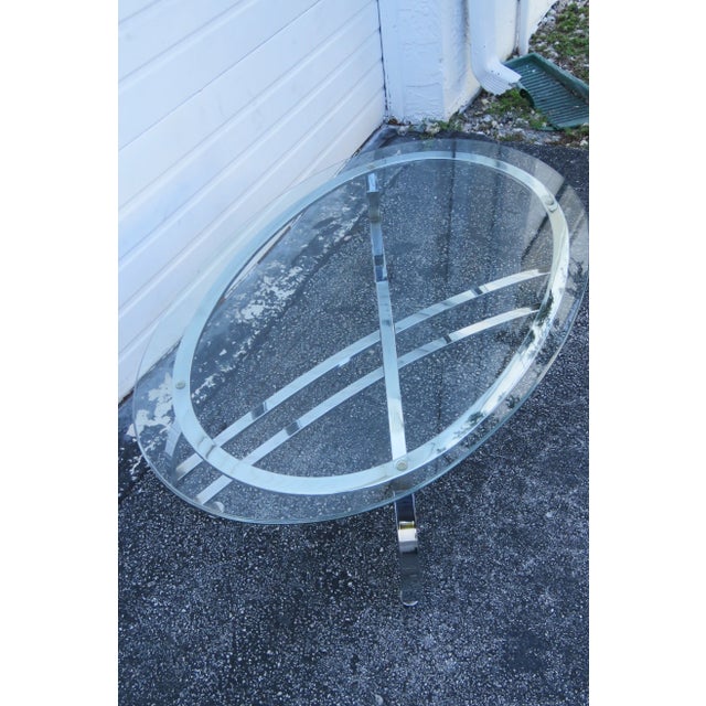 Hollywood Regency Mid Century Chrome Oval Glass Top Coffee For Sale - Image 10 of 13