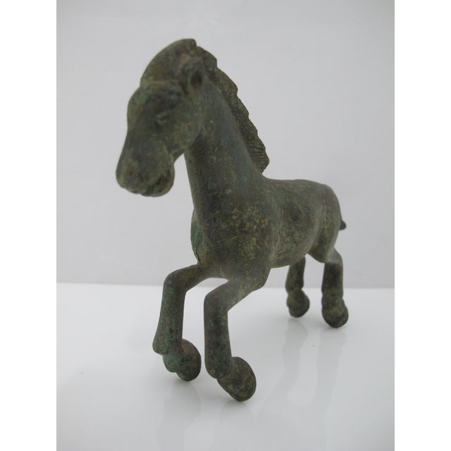 Figurative Vintage Chinese Bronze Galloping Horse Han Dynasty Style Statue Figurine For Sale - Image 3 of 10