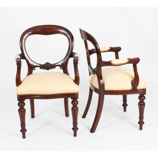 Vintage Victorian Revival Balloon Back Dining Chairs, 1990s, Set of 12 For Sale - Image 3 of 18