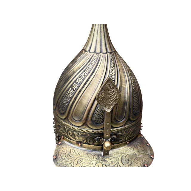 Hand Carved Heavy Brass Fluted Helmet For Sale - Image 13 of 14