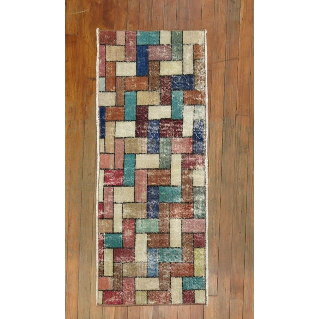 Tetris Vintage Turkish Deco Rug, 1'7'' X 3'10'' For Sale - Image 4 of 4