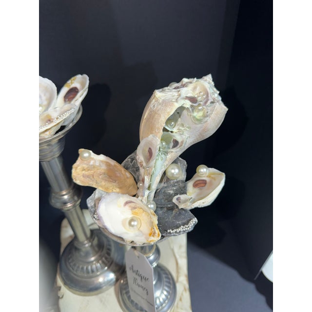Hollywood Regency Celestial Meets the Sea Oysters and Pearls-Coastal Art Sculpture For Sale - Image 3 of 8