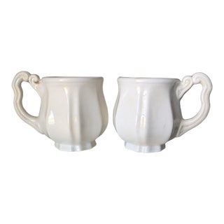 Vietri Portobello Set of 2 Beige Cream Marble Mugs 16 Oz Made in Italy For Sale