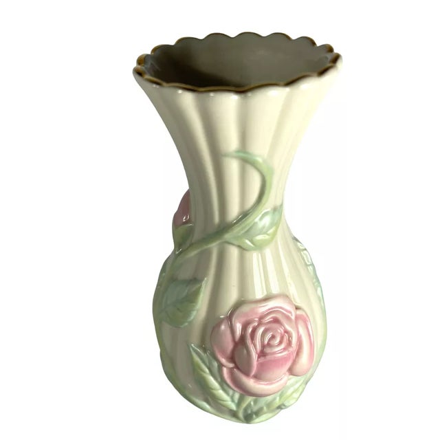 Lenox Vinatge Lenox Sentimental Rose Gold Trim 3D Pink Bud Vase For Sale - Image 4 of 5