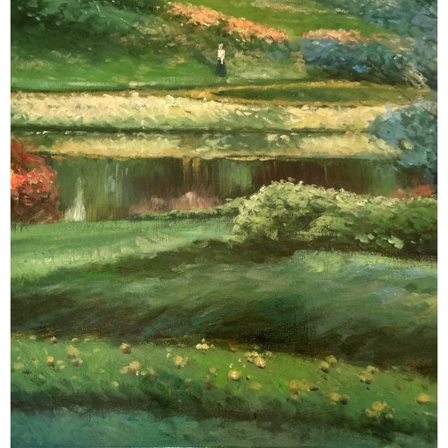 Textile Mid 20th Century Judd Gallet Landscape Oil Painting Canvas Impressionist Style Lush Garden Signed For Sale - Image 7 of 13