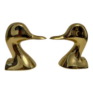Vintage Brass Duck Bookends by Virginia Metalcrafters, Usa For Sale