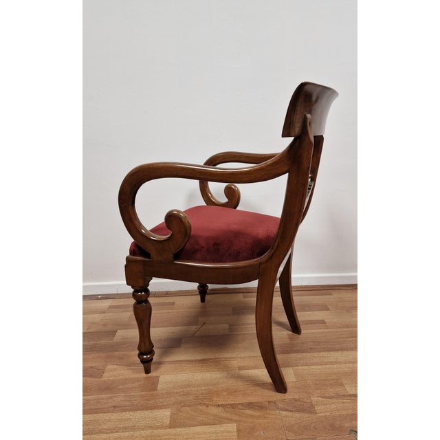 Empire Style Walnut Armchairs, Early 19th Century, Set of 2 For Sale - Image 6 of 17