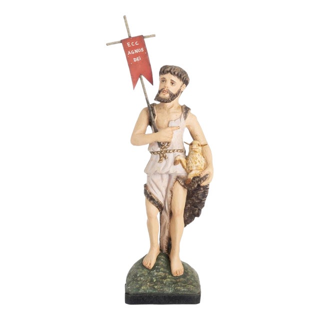 Religious Artist, Saint John the Baptist, 19th Century, Wood For Sale
