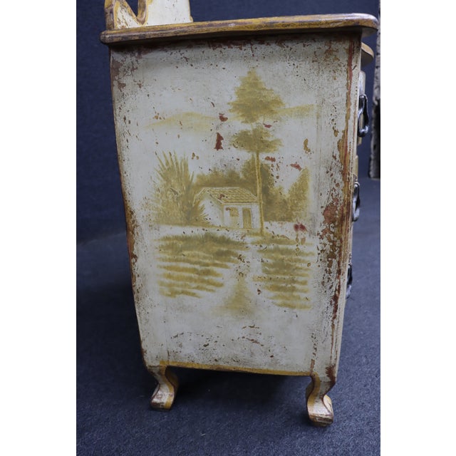 Italian Style Painted Three Drawer Commode With Scenic Decoration For Sale - Image 18 of 18