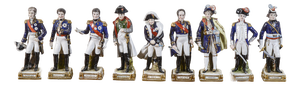 Ceramic Toy Soldier Figurines by Meissen, Set of 9