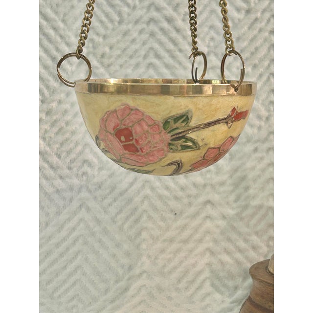 Vintage Italian Hollywood Regency Brass Balance Scale With Floral Enamel Decoration For Sale In New Orleans - Image 6 of 8