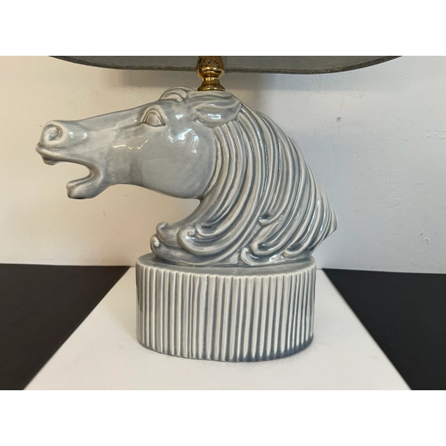 1950s Ceramic Roman Horse Head Lamp & Shade by Phil-Mar Lamps For Sale - Image 6 of 18