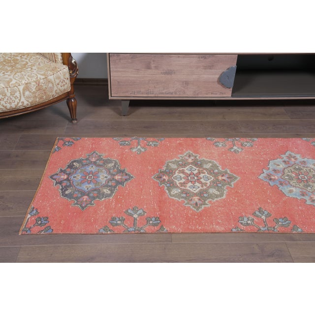 1970 Vintage Handmade Wool Runner Rug For Sale - Image 12 of 12