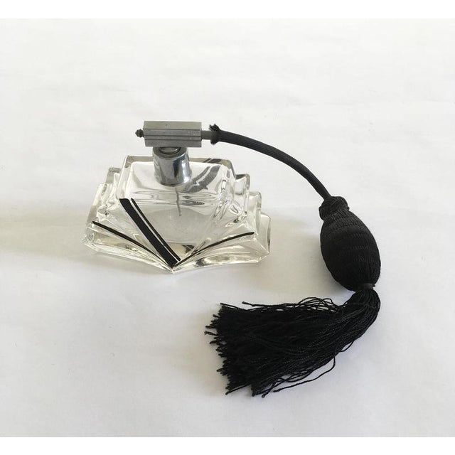 Glass Italian Art Deco Glass Perfume Sprayer with Black Silk Air Pump, 1930 For Sale - Image 7 of 16