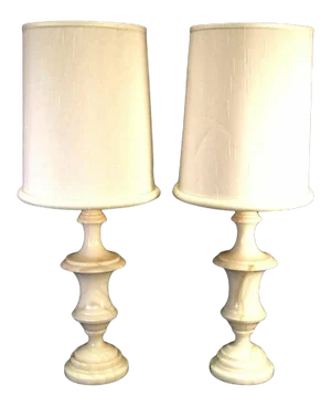 Vintage 1950s Alabaster Lamps - a Pair