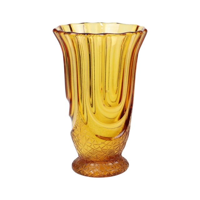Art Deco Amber-Colored Glass Vase by Henri Heemskerk for Luxor Scailmont, 1930s For Sale - Image 3 of 18