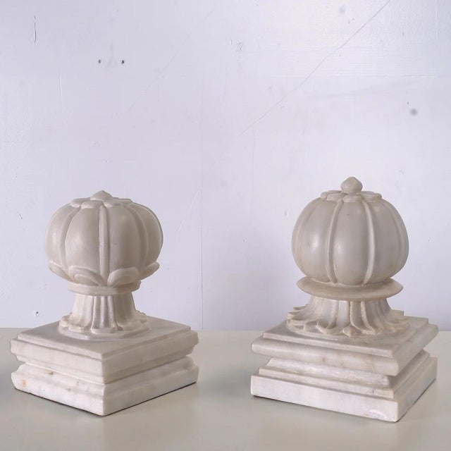 Stone Carved Agra Style Marble Bookends or Paper Weight, Set of 2 For Sale - Image 7 of 8