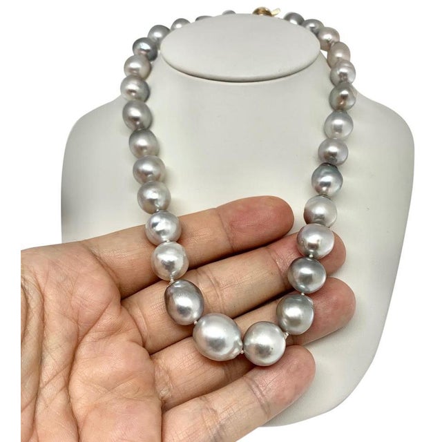 Hanadama Tahitian Pearl Necklace Women 14k Gold Certified For Sale - Image 9 of 9