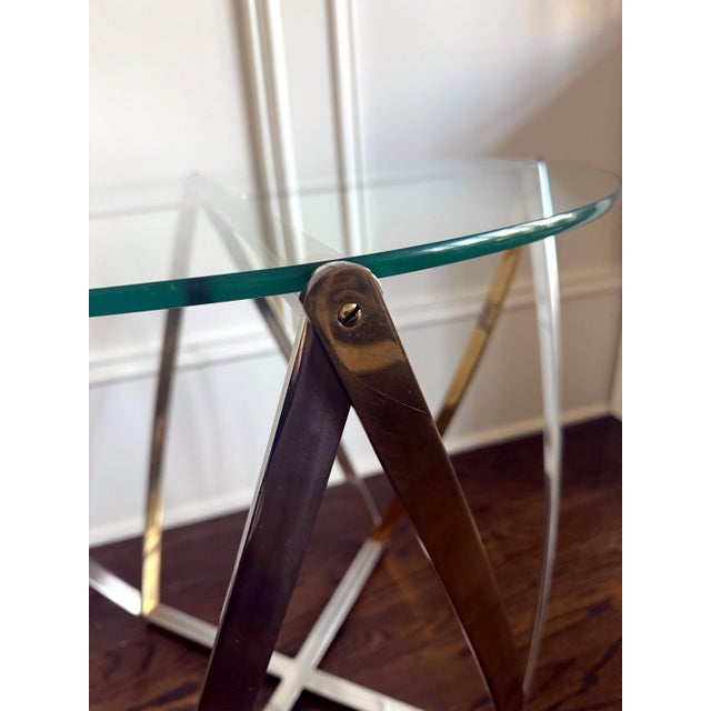Metal Barrel Form Brass Accent Side Table by John Vesey For Sale - Image 7 of 11
