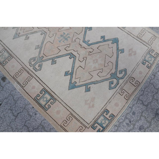 Tan Geometric Vintage Natural Oushak Carpet For Sale - Image 8 of 11