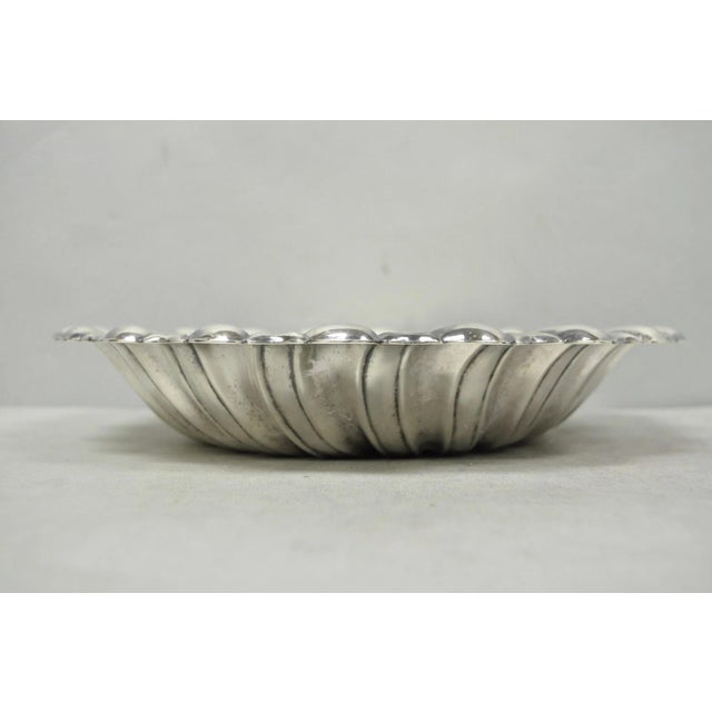 Vintage Mid Century Modern Swirl Pattern Silver Plated Centerpiece Fruit Bowl For Sale In Philadelphia - Image 6 of 11