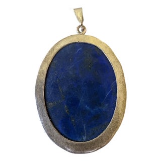 Vintage Lapis and Silver Pendant For Sale