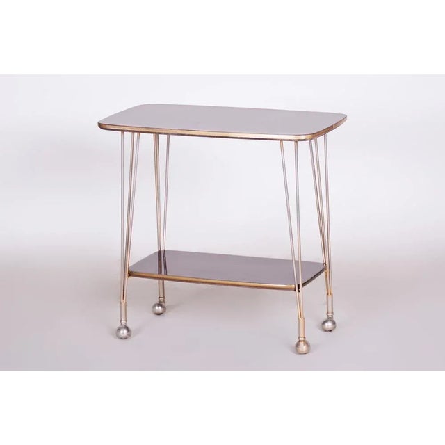 Art Deco Trolley in Mahogany & Brass, Czech, 1950s For Sale - Image 9 of 9