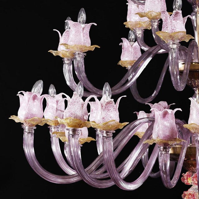 Magnolia Chandelier in Murano Glass, 1950s For Sale - Image 3 of 9
