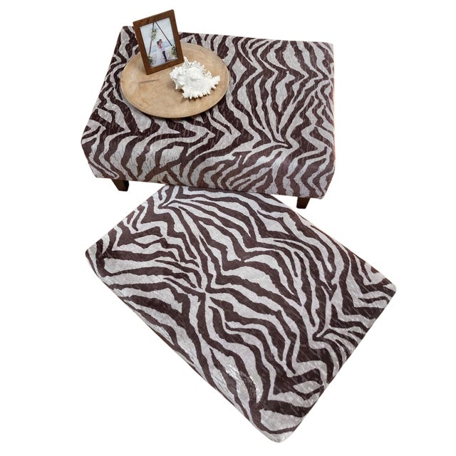 Clarence House Late 20th Century Oversized Rrectangular Ottoman in Clarence House Italian Zebra Velvet For Sale - Image 4 of 8