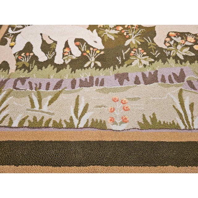 Vintage American Hand Hooked Rug, Wool & Cotton, Forest Scene Design, 4x6 For Sale - Image 12 of 14