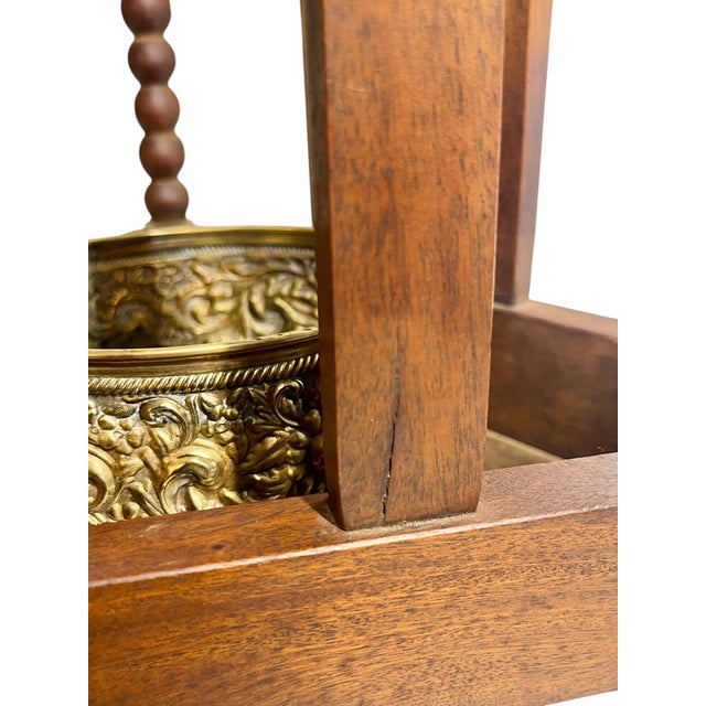 Antique English Bobbin-Turned Oak Umbrella & Cane Stand With Brass Liner For Sale - Image 6 of 16