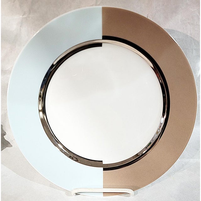 Professional dinnerware by Bernardaud in Limoges, France, set of 6 dinner plates in fine porcelain from the Fusion...