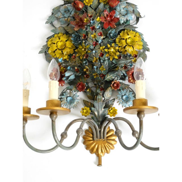 Gold Vintage Hand-Painted and Gilded Metal Wall Lamp by Hans Möller, 1960s For Sale - Image 8 of 18