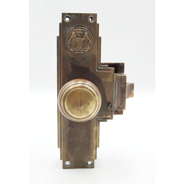 Metal Vintage Bronze Philadelphia Civic Center Monolock Door Knob Set For Sale - Image 7 of 8