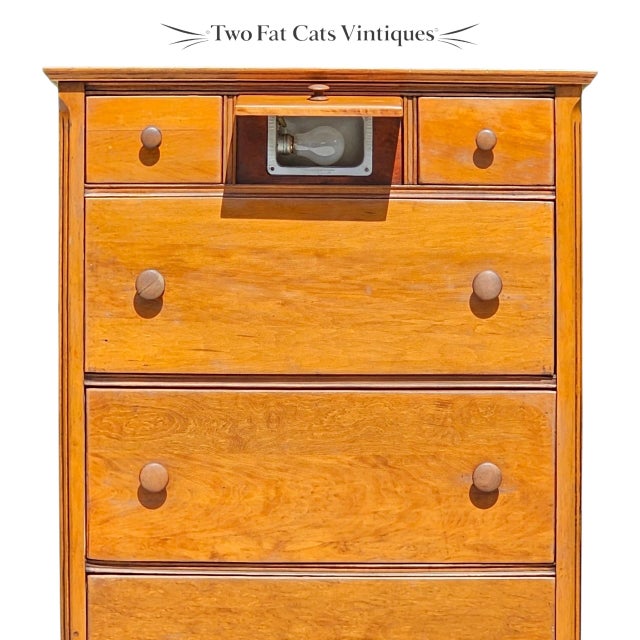 Mid-20th Century Maple "Chest-O-Lite" Dresser & Secretary Desk Combo For Sale - Image 4 of 18