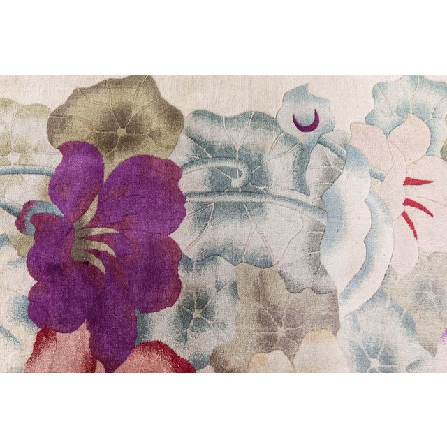 Mid 20th Century Chinese Art Deco Botanic Rug For Sale - Image 5 of 8