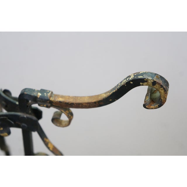 Antique Victorian Art Nouveau Scrolled Wrought Iron Tripod Garden Plant Stand For Sale - Image 4 of 16