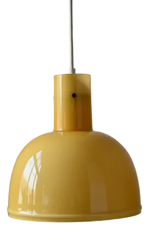 Scandinavian Yellow Glass and Brass Ceiling Light