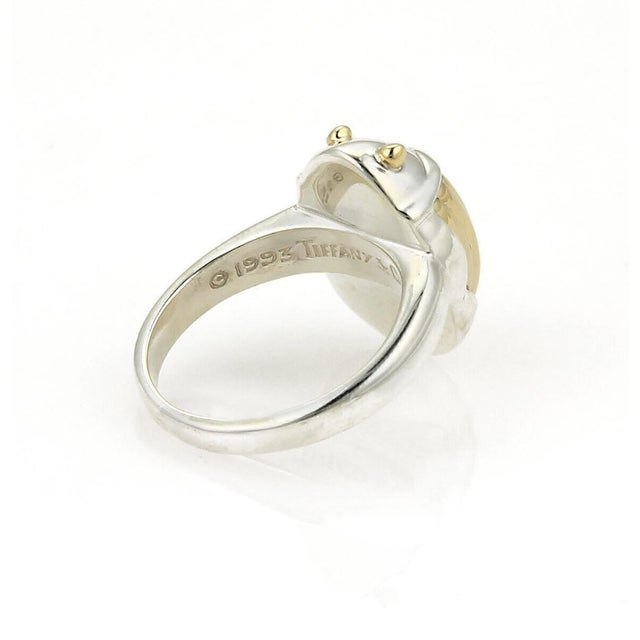 Mid 20th Century Mid 20th Century Tiffany & Co. 18k Yellow Gold Sterling Scarab Beetle Ring Size 4.5 For Sale - Image 5 of 6